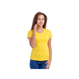 изображение футболки женской 100% х/б желтого цвета